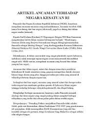 Pengertian ancaman bagi suatu negara. Artikel Ancaman Terhadap Negara Kesatuan Ri