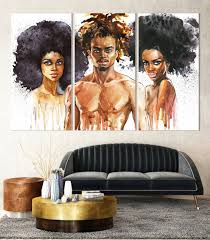 Painting African Women And Man Printable Canvas Art Design Etsy Fashion Illustration Watercolor Watercolor Fashion Canvas Art
