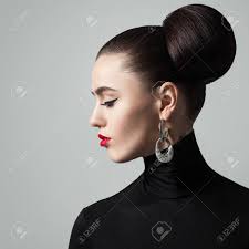 And the best part is that it's a two this low messy bun takes two minutes and looks adorable. Perfect Young Woman With Hair Bun Hairstyle And Eyeliner Make Up Cute Female Model Wearing Black Roll Neck Jersey Stock Photo Picture And Royalty Free Image Image 96930654