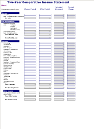 Two Year Comparative Income Statement Income Statement Statement Template Excel Dashboard Templates