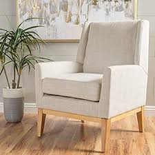 Amazon Com Christopher Knight Home 299398 Aural Arm Chair Beige Kitchen Dining In 2020 Upholstered Chairs Fabric Accent Chair Arm Chairs Living Room