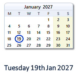 19 Jan 2027: Holidays, Top Events, Sports & Countdown - AUS