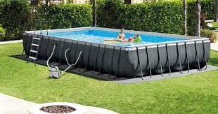 This above ground pool is constructed with a strong, durable steel frame that is powder coated for rust resistance and beauty. Intex Pool Rectangular Ultra Frame Set 32ft 9 75x4 88x1 32m 26374