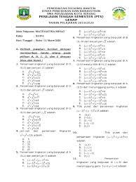 20210302 soal uts matematika kelas 2 sd semester 2 kurikulum 2013 dan kunci jawaban. Soal Pts Matematika Peminatan Kelas 11