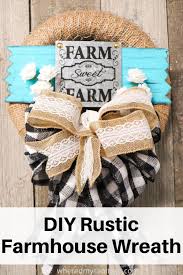 And turquoise pair with lace ribbon to create rustic door decor with a twist. Diy Rustic Farmhouse Front Door Wreath With Buffalo Check