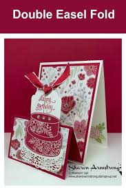 Counting down the best cardmaking tutorials created in 2019! You Ll Be Proud To Make This Double Easel Fold Card Tx Stampin Sharon Fancy Fold Card Tutorials Card Making Birthday Fancy Fold Cards