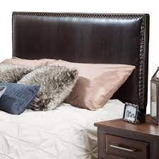 King or queen size antique brown upholstered wood traditional bed (headboard, footboard, rails) key features: Noble House Hilton Brown Leather King Cal King Headboard 5238 The Home Depot