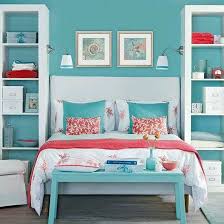 Teal Pink And White Room Idea Love The Book Storage Shelves On The Side Of The Bed Instead Of Night Stands Above Bed Decor Traditional Bedroom Blue Bedroom