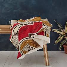 African print baby blanket with soft minky, keepsake gift, tribal sherpa blanket. African Print Throw Blanket Red Waves Bespoke Binny