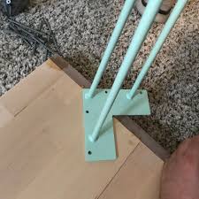 Time to start piecing together the legs. Diy Desk From A Countertop Mid Modern Mama