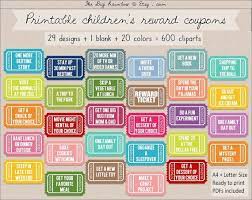 Sale Reward Coupon Clipart Printable Reward Ticket Rainbow Etsy Coupon Book Diy Reward Chart Kids Reward Tickets