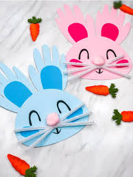 How cute is this printable bunny puppet? Handprint Bunny Craft For Kids Free Template