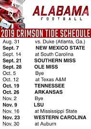 2019 Crimson Tide Football Schedule Alabama Football Schedule Alabama Crimson Tide Schedule Alabama Football