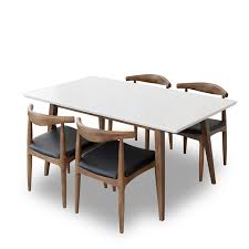 A square, clear glass top lends a. Mid Century Modern Aven Walnut White Top Dining Table Tdad S 275
