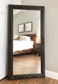 We love this mirror because the oval silhouette offers a little something more than a traditional rectangle. Rustic Black Leaning Mirror For Sale Full Length Mirror Baroque Framed 56 X32 Or 62 X32 Large Mirror Bedroom Decor Long Mirror Full Length Mirror In Bedroom