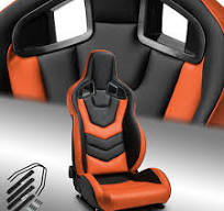 1PC EVO-Series Reclinable PVC Racing Seats Car Seat Black-Orange w/Sliders  | eBay