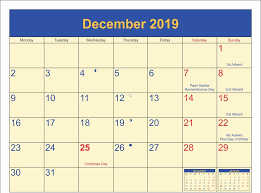 Printable December 2019 Holidays Calendar Calendar Template Holiday Calendar Moon Phase Calendar