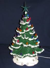 Ceramic christmas tree with colorful plastic bulbs stands approximately 13 inches tall. 60s 70s Vintage Handmade Ceramic Christmas Tree W Plastic Bulb Lights