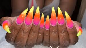 Always wanted cute ombre nails? Acrylic Nails Tutorial Stiletto Ombre Nails Rainbow Nails Youtube