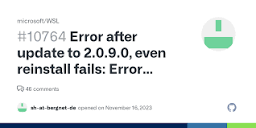 Error after update to 2.0.9.0, even reinstall fails: Error code ...
