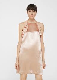 Ruffle Satin Dress Women Mango United Kingdom Summer Wedding Outfits Cocktail Dress Party Satin Dresses