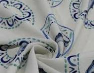 Tecido Viscose Premium Sardine em Círculos Azul, Verde e Lichia
