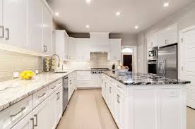 Repose Gray Walls And Snowbound White Cabinets Kitchen Design Countertops White Granite Countertops Kitchen White Kitchen Cabinets