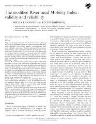 Pdf The Modified Rivermead Mobility Index Validity And Reliability