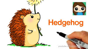 How To Draw A Hedgehog Easy Youtube Hedgehog Drawing Baby Animal Drawings Easy Animal Drawings