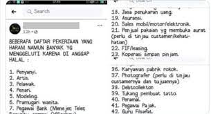 Di antara yang halal dan haram tersebut terdapat perkara yang masih samar (syubhat). Viral Daftar Pekerjaan Diklam Haram Bagaimana Menurut Islam