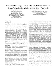 Pdf Barriers To The Adoption Of Electronic Medical Records In Select Philippine Hospitals A Case Study Approach