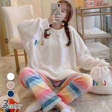 パジャマ ルームウェア レディース 秋冬 モコモコ 長袖 パジャマ フランネル ルームウェア レインボー色 暖かい 上下セット 可愛い 厚手部屋着 寝巻き 3色 y281365 fairyhouse 通販 yahoo ショッピング レディースウェア 部屋着 レディース ルームウェア