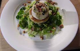 Warm Goat S Cheese Salad With An Apple Vinaigrette Warm Goat Cheese Salad Goat Cheese Salad Savory Salads