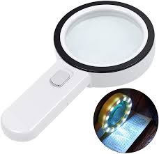 Amazon Com Magnifying Glass With Light 30x Illuminated Large Magnifier Handheld 12 Led Lighted Magnifying Glass For Seniors Reading Soldering Inspection Coins Jewelry Macular Degeneration Silver Toys Games