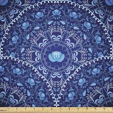 Shop all things home decor, for less. Amazon Com Ambesonne Navy Blue Fabric By The Yard Circular And Floral Alike Oriental Style Patterned Design Artwork Decorative Fabric For Upholstery And Home Accents 1 Yard Blue Navy