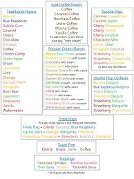 Shaved Ice Flavors Bron S Shaved Ice Flavors Menu In Port Aransas Texas Shaved Ice Snow Cone Stand Snow Cone Syrup