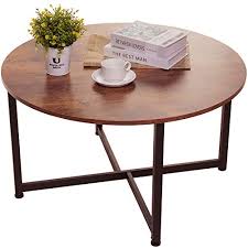 Sometimes coffee tables hold coffee, but most of the time they just sit there and look like a required piece of furniture in a room. Usikey Round Coffee Table For Living Room Retro Cocktail Table With X Base Metal Frame Sofa Table Office Table Entertainment Center For Gaming In Home Office Easy Assembly Rustic Brown Ycfz006f Buy