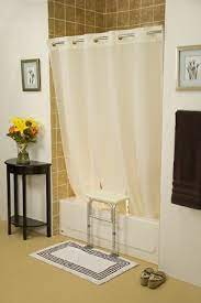 This to be able to keep the curtains inside the tub when showering, and outside the tub when taking a bath. Simplicity Transfer Bench Shower Curtain Keeps Water Inside Tub