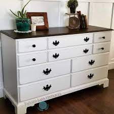 Chalk paint furniture more information to make a dark brown like an espresso color mix graphite barcelona orange chalk paint® decorative paint by annie sloan | by stockist hue oxford in oxford, ms. Vintage Dresser Refinished In A White Chalk Paint The Top Was Stripped And Stained With Espresso Stai Vintage Dressers Refinishing Furniture Dresser Refinish