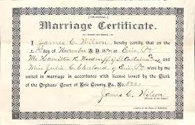 Marriage Certificate - Hamilton K. Woodruff And Julia C. Cleveland