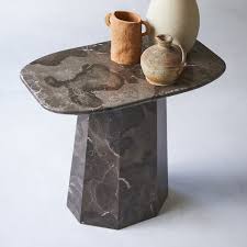 L40 x h55 disponible milieu février Table D Appoint En Marbre Brown Keesog Meubles Pour Salon Tikamoon