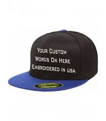 Custom Flexfit 210 Personalized Hat Embroidered Your Text Fitted Flat Bill Black Royalbluebill Cd1887803l5 Personalized Hats Embroidered Flexfit