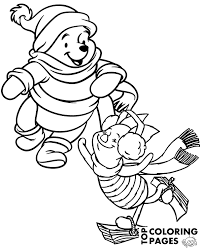 What would pooh be without his bestie with the heart of gold? Winter Time With Winnie The Pooh And Piglet On Coloring Page