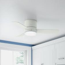Hunter Fan 44 Minimus 3 Blade Led Flush Mount Ceiling Fan With Remote Control And Light Kit Included Reviews Wayfair