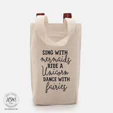 Black And Mild Wine Plastic Tip Mermaids Unicorn Fairies Double Vino Bag Wine Bag Double Wine Tote Mermaid