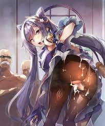 after sex ass black legwear censored cropped legs cum cum in  pussy cum inside dat ass ddolggol detached sleeves dress female from behind  genshin impact gloves hair ornament keqing (