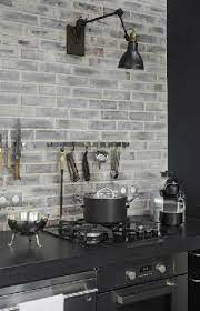 This is real half bricks, not a synthethic product. Grey Mood Brick Kitchen Brick Backsplash Kitchen Wall Lights