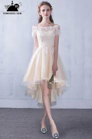 Off Shoulder Lace High Low Champagne Wedding Reception Dress Party Dress E9804 Gemgrace Com Short Wedding Dress Womens Prom Dresses Evening Dresses Elegant
