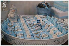 It S Snowing Happiness And Joy At Bassamghrawi Babyboy Blue Snowflake Snowman Newborn Bas Baby Boy Decorations Baby Shower Chocolate Baby Boy Favors