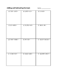adding and subtracting decimals teaching resources tpt